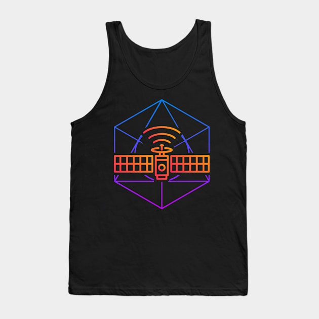 Retro 80s Space Satellite Icon Tank Top by MeatMan